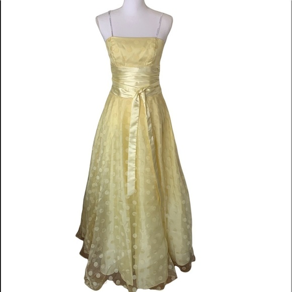Masquerade Prom Dress, Yellow Tulle w/Polka Dots, sz 5/6 - Picture 1 of 11